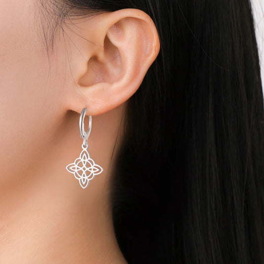 EUEAVAN, 1 par de pendientes de nudo de bruja para mujer, brujería, acero inoxidable, nudos celta irlandés, pendiente, amuleto de la suerte, regalo de joyería